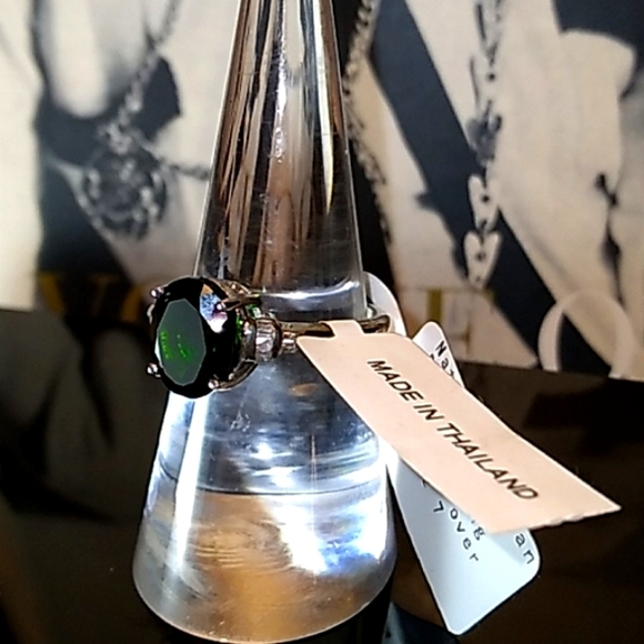 Natural Chrome Russian Diopside Diamond Baguette White Silver - Picture 8 of 15